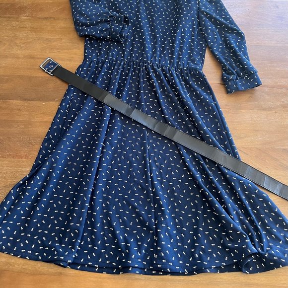 Tabby of California | Vintage Career Dress Blue Women’s Size 6 with Rose Pattern - Picture 8 of 10